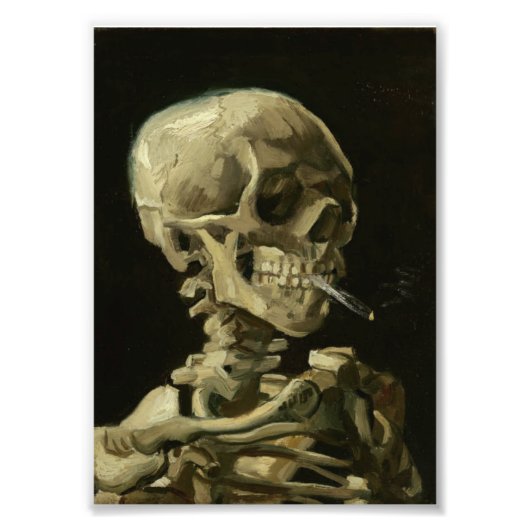 Geschichte Kunst "Skull with Burning Cigarette" Fotodruck (Vorne)