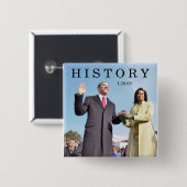GESCHICHTE: Obama schwört in der Eröffnungsfeier Button (Vorne & Hinten)