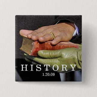 GESCHICHTE: Präsident Obama Hand auf Lincoln-Bibel Button