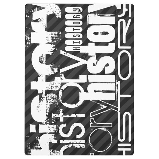 Geschichte; Schwarz & Dunkelgraue Streifen Klemmbrett (Rückseite)