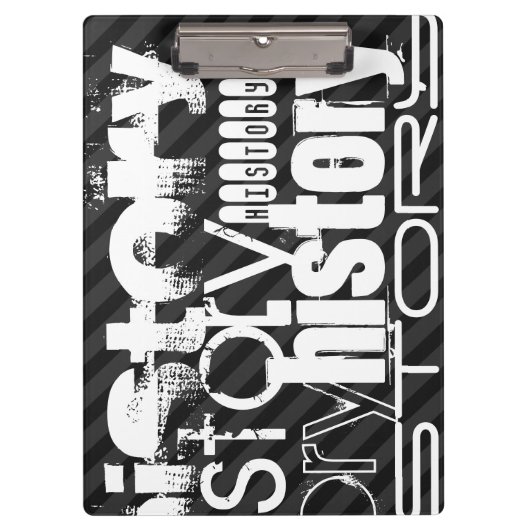 Geschichte; Schwarz & Dunkelgraue Streifen Klemmbrett (Vorderseite)
