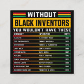 Geschichte vergessener schwarzer Erfinder schwarze Quadratische Visitenkarte (Vorderseite)
