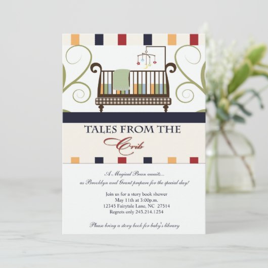 Geschichten von Crib Storybook Showeinladung Einladung (Stehend Vorderseite)