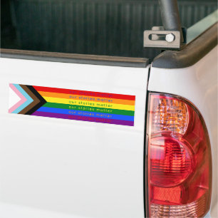 Geschichten zählen Regenbogenflagge der Gay Pride- Autoaufkleber