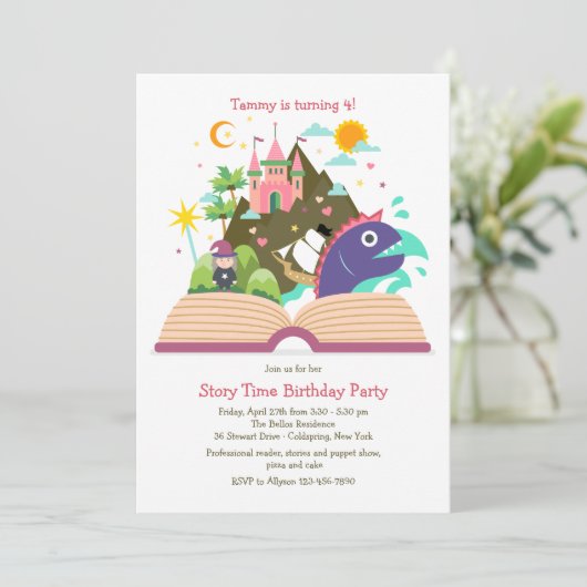 Geschichten-Zeit-Einladung Einladung (Stehend Vorderseite)