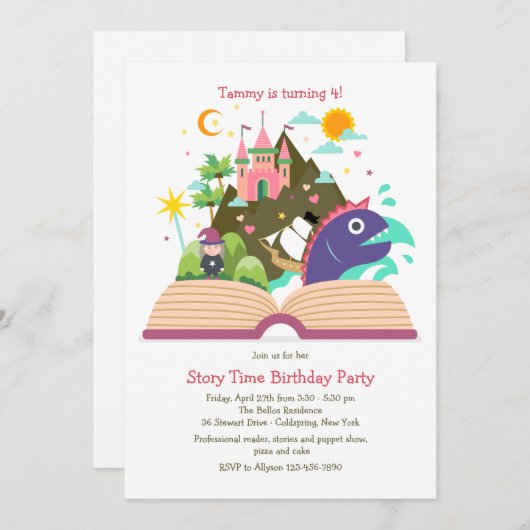 Geschichten-Zeit-Einladung Einladung (Vorne/Hinten)