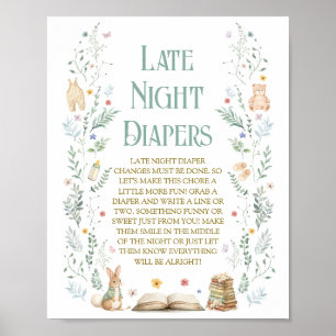 Geschichtenbuch-Baby-Party Windeln für späte Nacht Poster