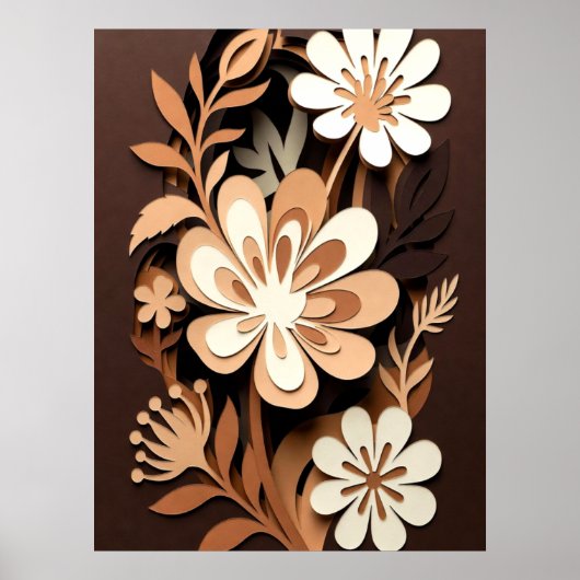 Geschichtete Blumenausschnitt-Harmonie Poster (Vorne)