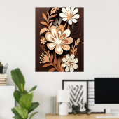 Geschichtete Blumenausschnitt-Harmonie Poster (Heimbüro)