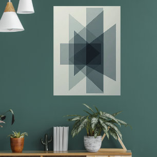 Geschichtete Illusionen: Monochrome geometrische T Poster