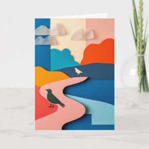 Geschichtete Landschaft Vögel Karte