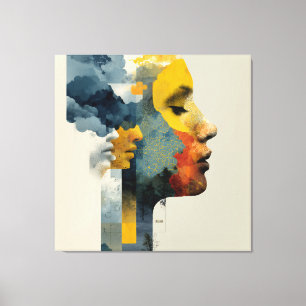 Geschichtete Profil-Mosaik-Gedankenlandschaft-Glan Leinwanddruck