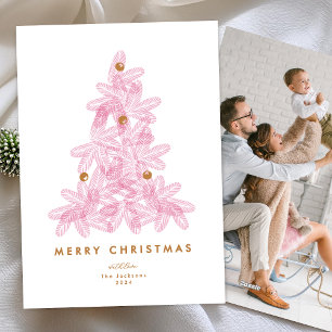 Geschichtete rosa Weihnachtsbaum Feiertagskarte