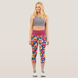 Geschichtete Rosen der Liebe Capri Leggings