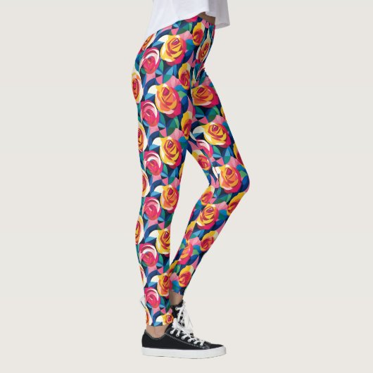 Geschichtete Rosen der Liebe Leggings (Rechts)