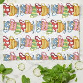Geschichtete Teetassen Teatime-Illustration Geschirrtuch (Gefaltet)