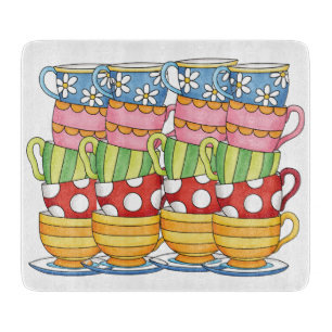 Geschichtete Teetassen Teatime-Illustration Schneidebrett