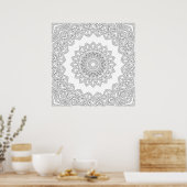 Geschichteter Blumen-Mandala-Rahmen mit offenem Ze Poster (Küche)