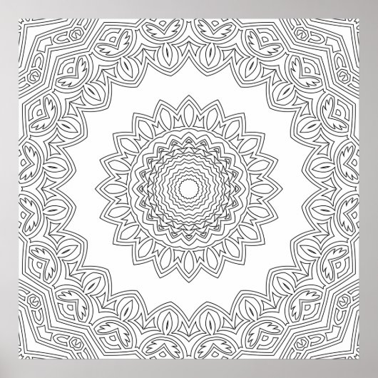 Geschichteter Blumen-Mandala-Rahmen mit offenem Ze Poster (Vorne)