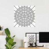 Geschichtetes Bogenmotiv Kreisförmige Mandala-Malv Poster (Heimbüro)