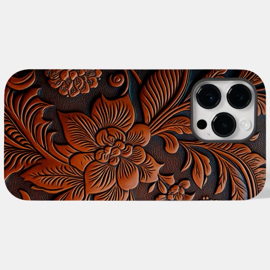 Geschichtetes Leder-Blumendesign Case-Mate iPhone Hülle (Rückseite (Horizontal))