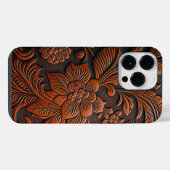 Geschichtetes Leder-Blumendesign iPhone Hülle (Rückseite (Horizontal))