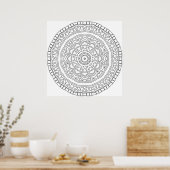 Geschichtetes Stammesmedaillon-Mandala mit Randkun Poster (Küche)