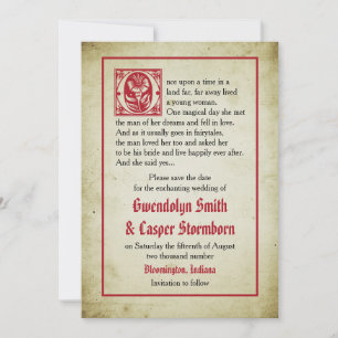 Geschichtsbuchseite   Vintage Märchen Save-the-Dat Save The Date