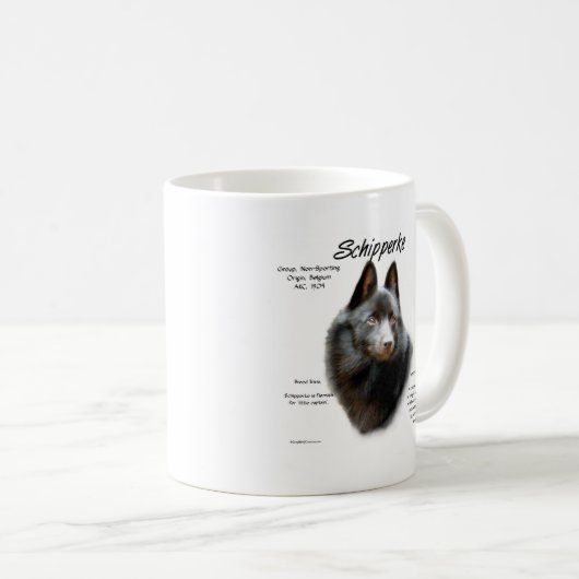 Geschichtsdesign von Schipperke Kaffeetasse (VorderseiteRechts)