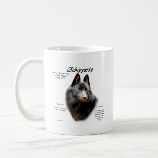 Geschichtsdesign von Schipperke Kaffeetasse (Links)
