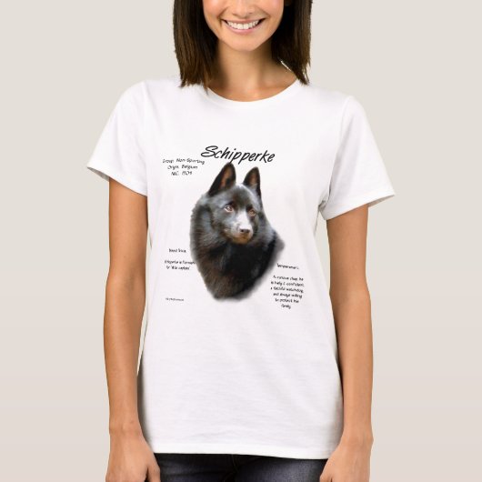 Geschichtsdesign von Schipperke T-Shirt (Vorderseite)
