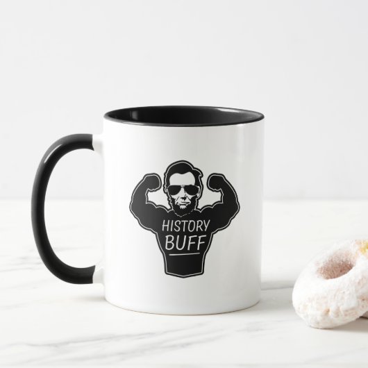 Geschichtslederfarbene lustige Kaffee-Tasse Tasse (Mit Donut)
