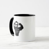 Geschichtslederfarbene lustige Kaffee-Tasse Tasse (Vorderseite Links)