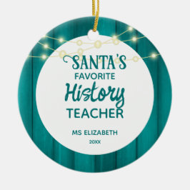 Geschichtslehrer Aquamarine Holz-Körner Weihnachte Keramik Ornament