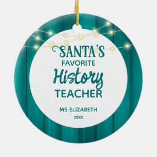 Geschichtslehrer Aquamarine Holz-Körner Weihnachte Keramik Ornament