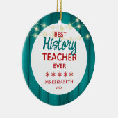 Geschichtslehrer Aquamarine Holz-Körner Weihnachte Keramik Ornament (Rechts)