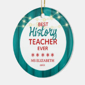 Geschichtslehrer Aquamarine Holz-Körner Weihnachte Keramik Ornament (Links)