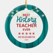 Geschichtslehrer Aquamarine Holz-Körner Weihnachte Keramik Ornament (Hinten)