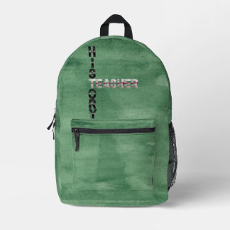 Geschichtslehrer zurück zum Schulunterricht Bedruckter Rucksack