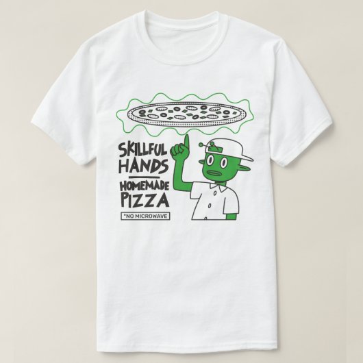Geschickte Hände hausgemachte Pizza T-Shirt (Design vorne)