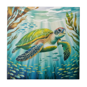 Geschilderte Schildkröte Fliese