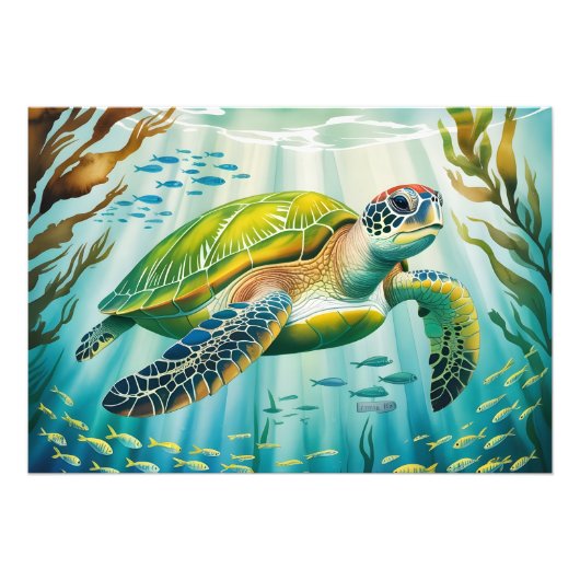 Geschilderte Schildkröte Fotodruck (Vorne)