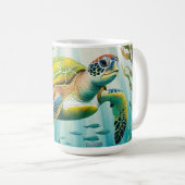 Geschilderte Schildkröte Kaffeetasse (VorderseiteRechts)