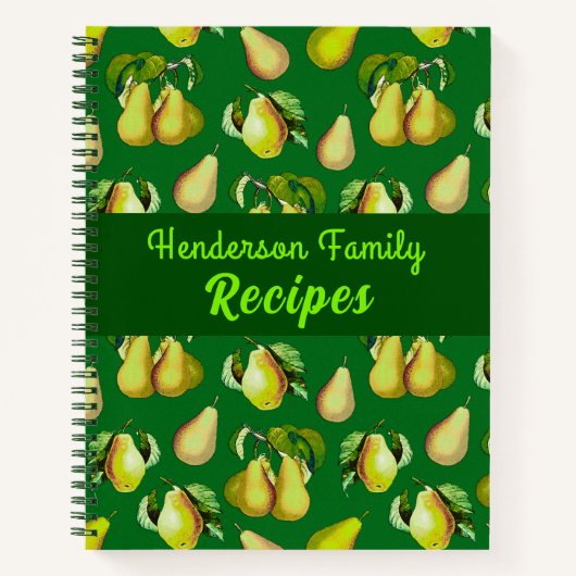 Geschirmte Birnendruck auf Smaragdgrün Notizblock (Vorderseite)