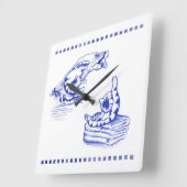 Geschirmte Handtücher Kitty Cat Badezimmer Toile L Quadratische Wanduhr (Winkel)