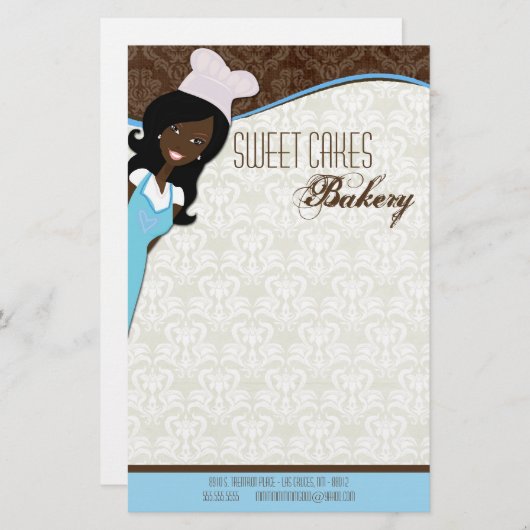 Geschirr - Afroamerikanischer Bäcker-Cup - Kuchen Briefpapier (Vorne/Hinten)