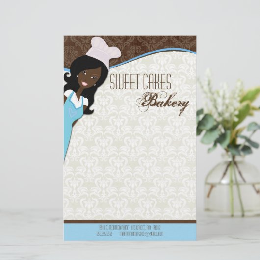 Geschirr - Afroamerikanischer Bäcker-Cup - Kuchen  Briefpapier (Stehend Vorderseite)