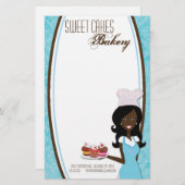 Geschirr - Afroamerikanischer Bäcker-Cup - Kuchen  Briefpapier (Vorne/Hinten)