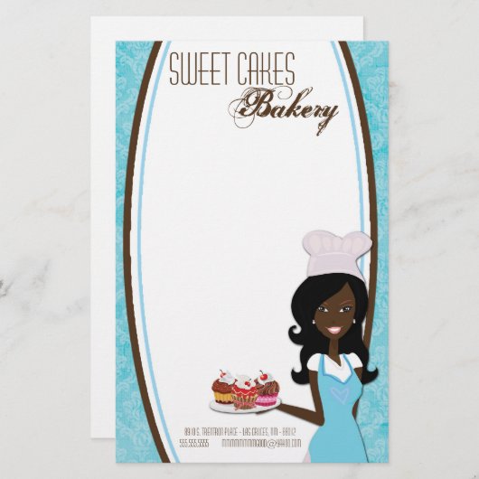 Geschirr - Afroamerikanischer Bäcker-Cup - Kuchen Briefpapier (Vorne/Hinten)