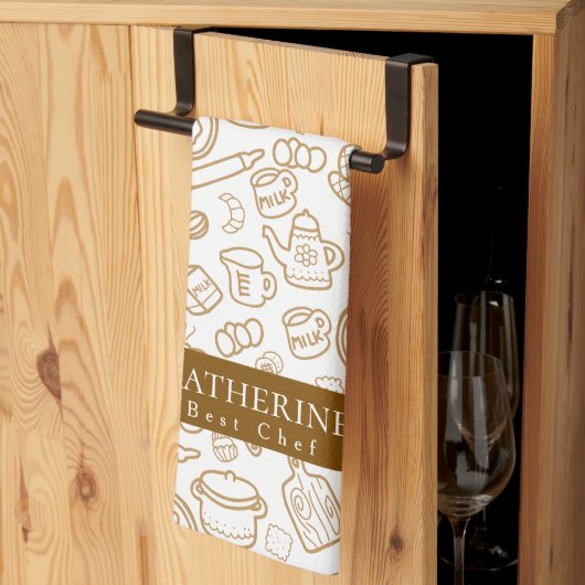 Geschirr aus der Küche Weißbrown Küchenwäsche Hand Geschirrtuch (Drittel gefaltet)